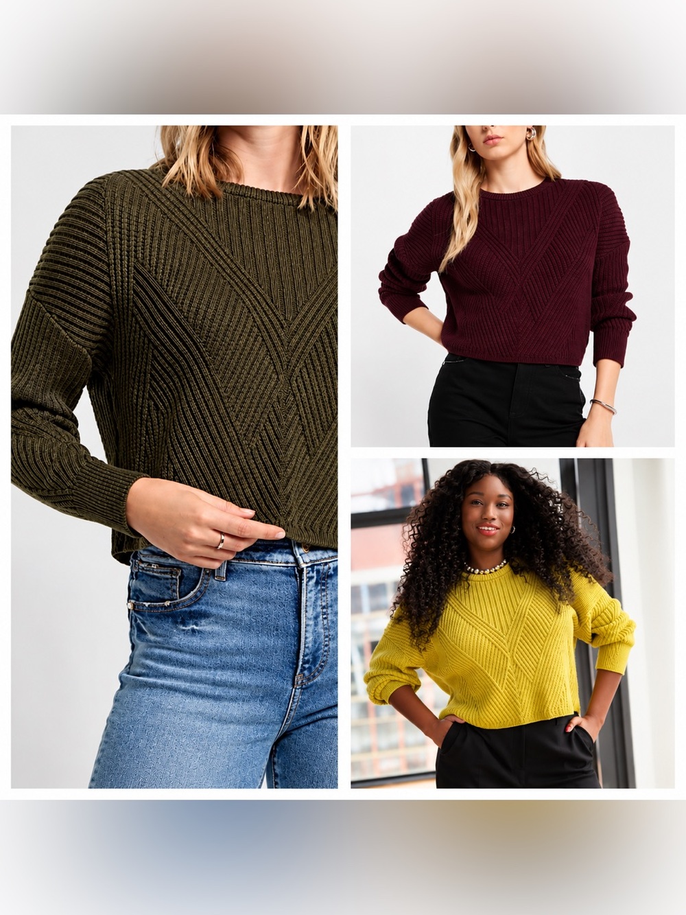 Express Crewneck Sweater Size
XS Bundle of 3 Olive Green, Yellow and Burgundy